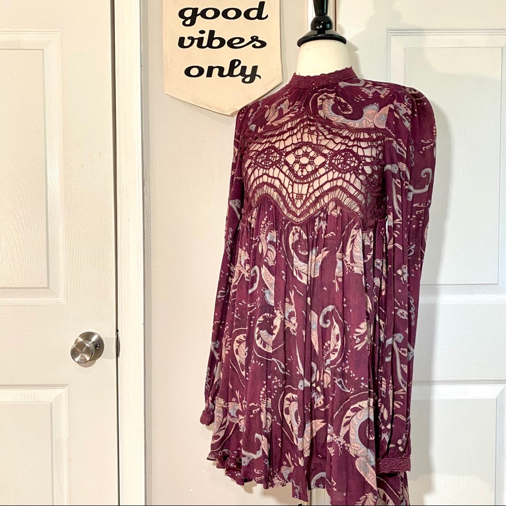 Free People Purple Printed Dress - size XS